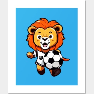 Cute Soccer Lion For Kids Football Boys Posters and Art